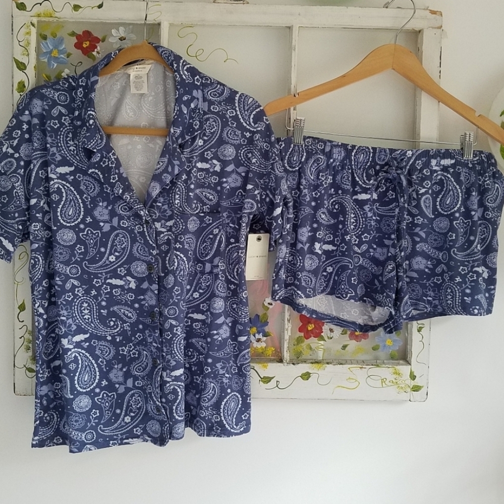 NWT Lucky Brand 2 pc Short Sleeve Shorts  Sleepwear